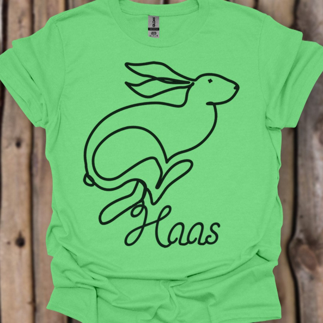 Hare line drawing black trendy T-shirt