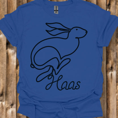 Hare line drawing black trendy T-shirt