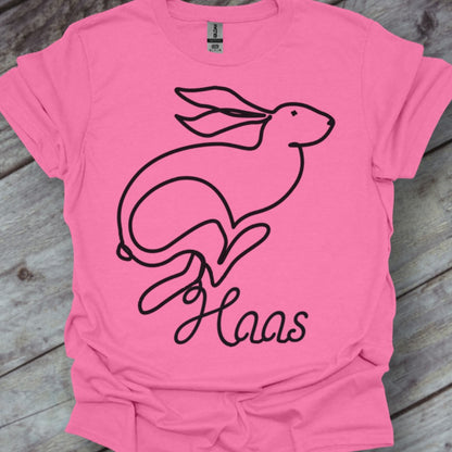 Hare line drawing black trendy T-shirt