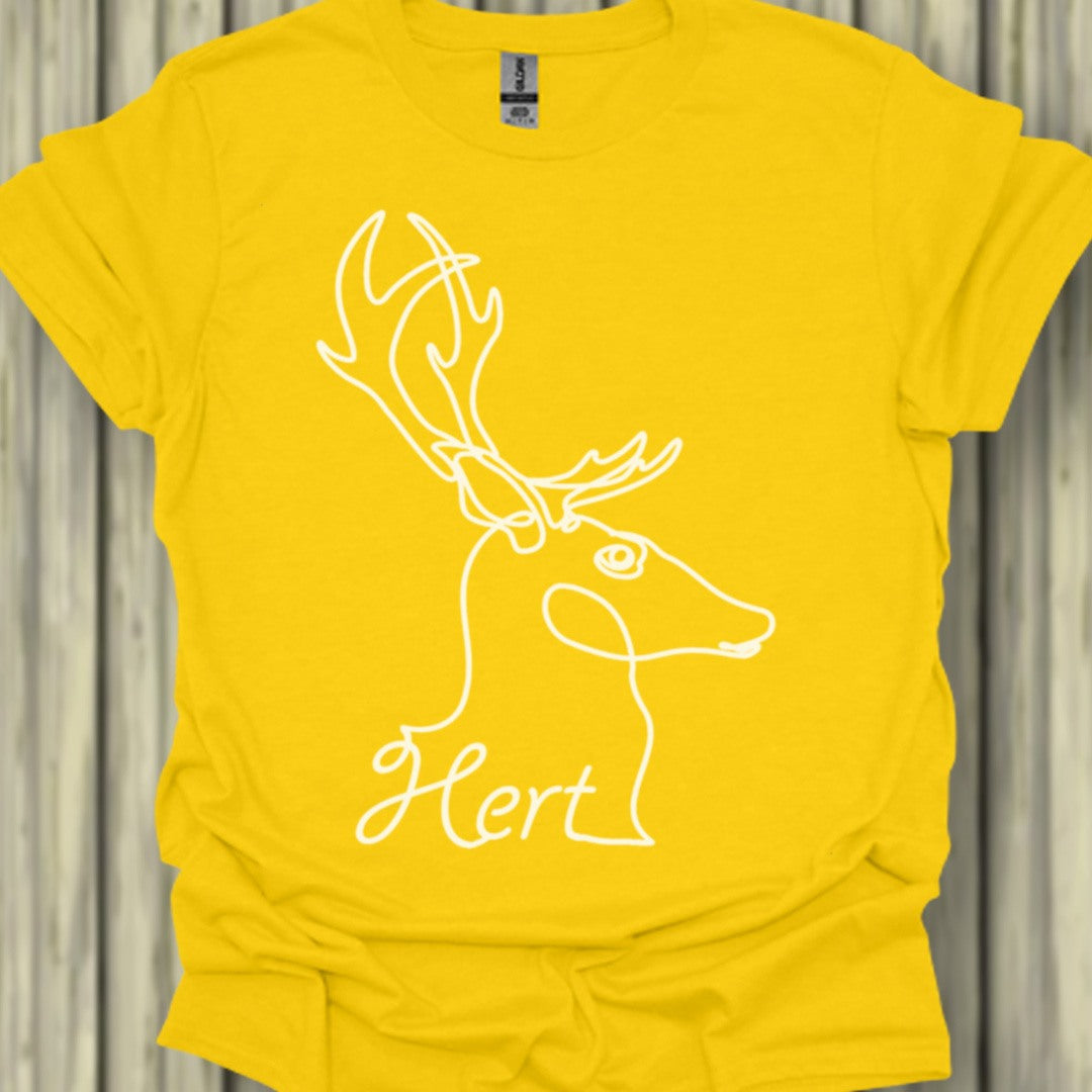 Cerf dessin au trait blanc T-shirt tendance 
