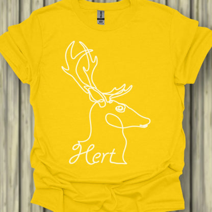 Cerf dessin au trait blanc T-shirt tendance 