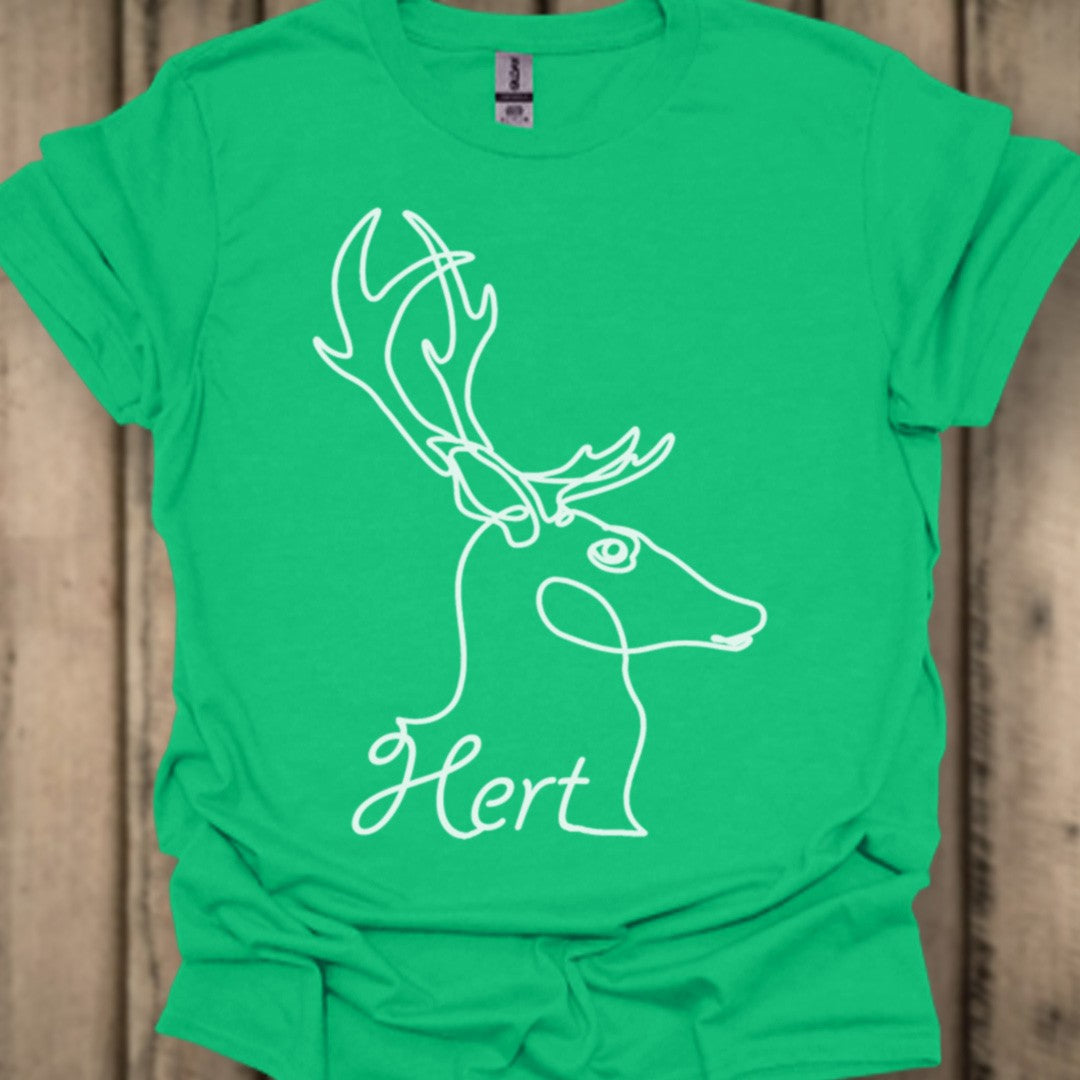 Cerf dessin au trait blanc T-shirt tendance 