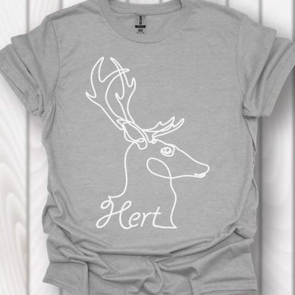 Cerf dessin au trait blanc T-shirt intemporel 