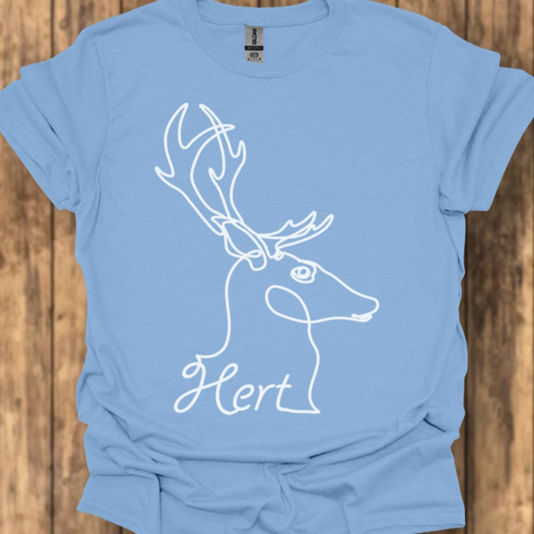 Cerf dessin au trait blanc T-shirt tendance 