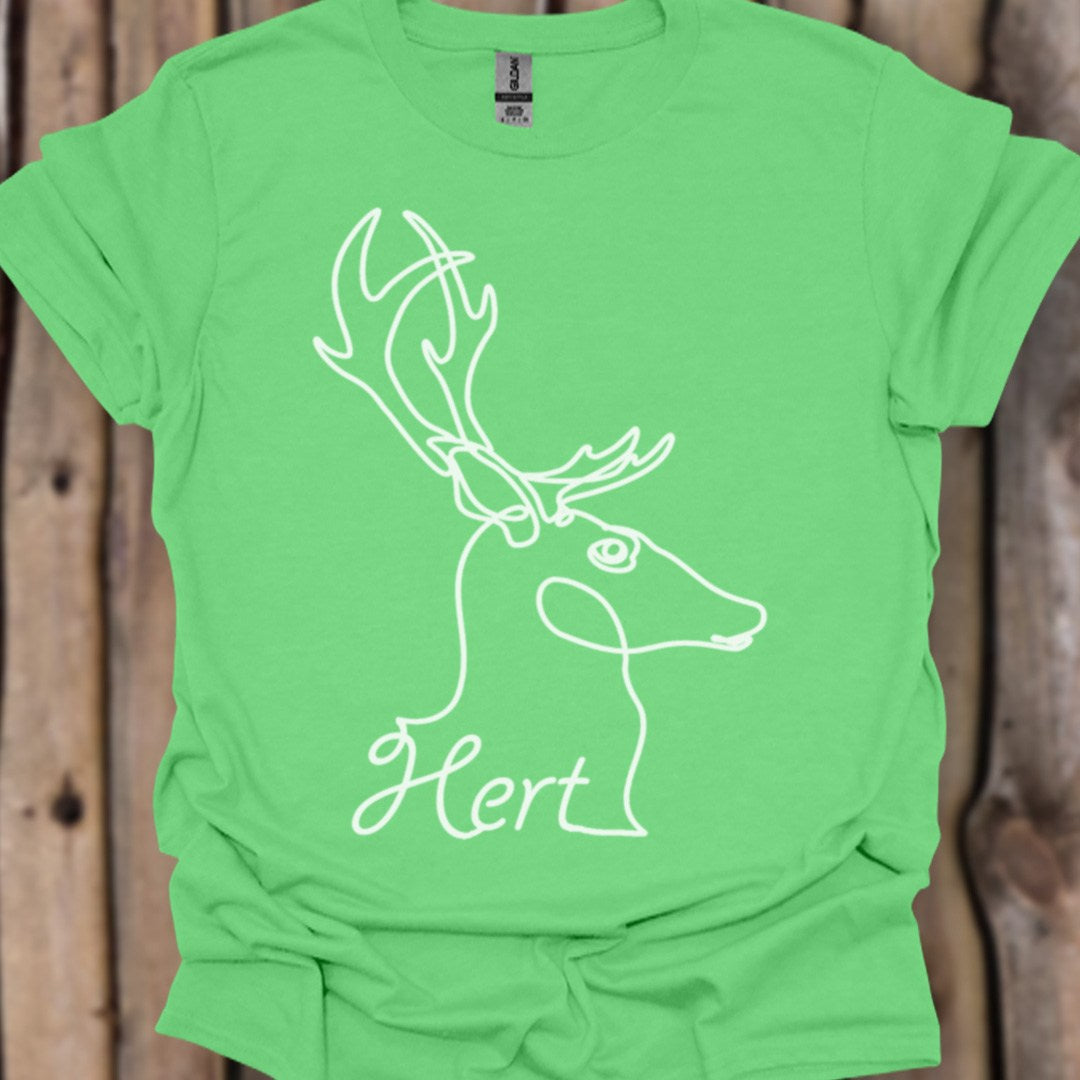 Cerf dessin au trait blanc T-shirt tendance 