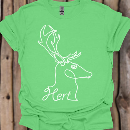 Cerf dessin au trait blanc T-shirt tendance 