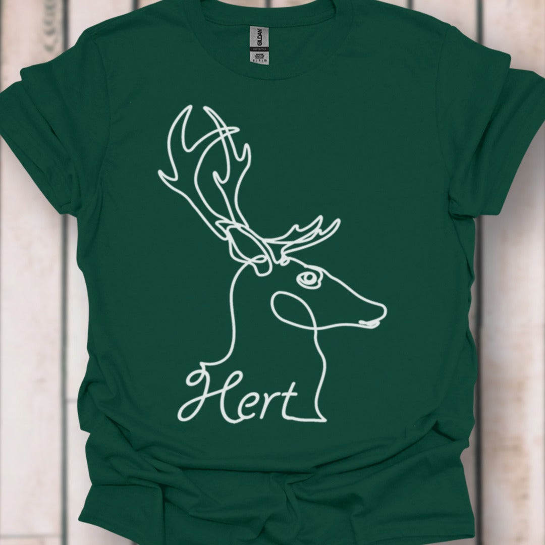 Cerf dessin au trait blanc T-shirt intemporel 
