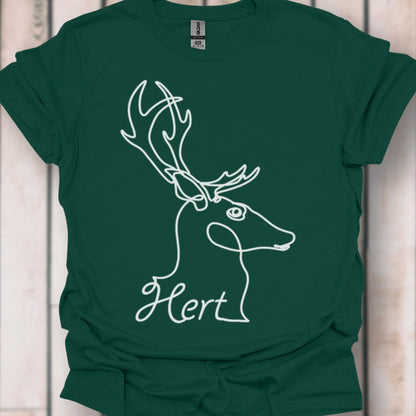 Cerf dessin au trait blanc T-shirt intemporel 