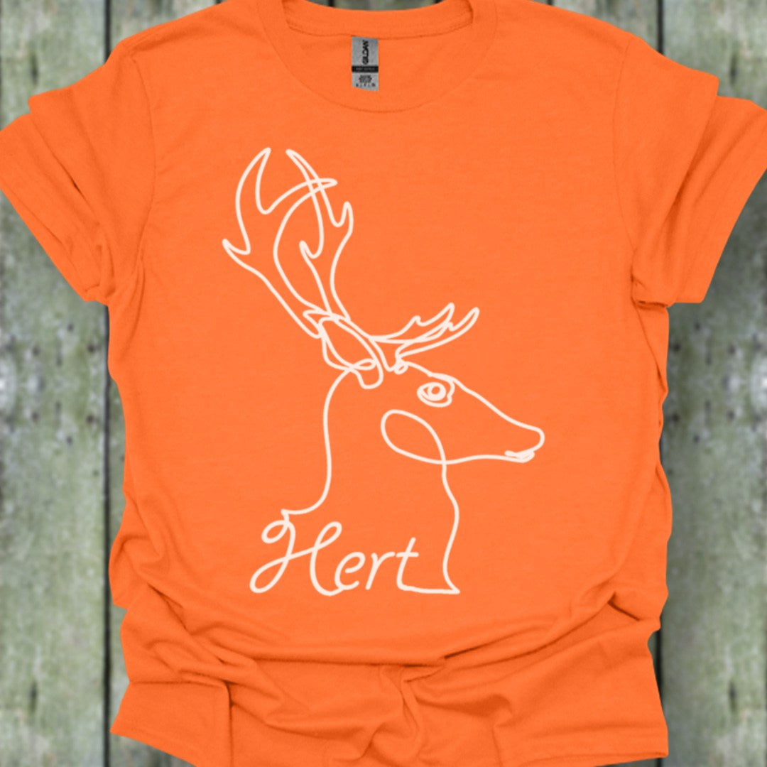 Cerf dessin au trait blanc T-shirt tendance 