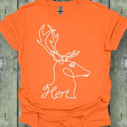 Cerf dessin au trait blanc T-shirt tendance 