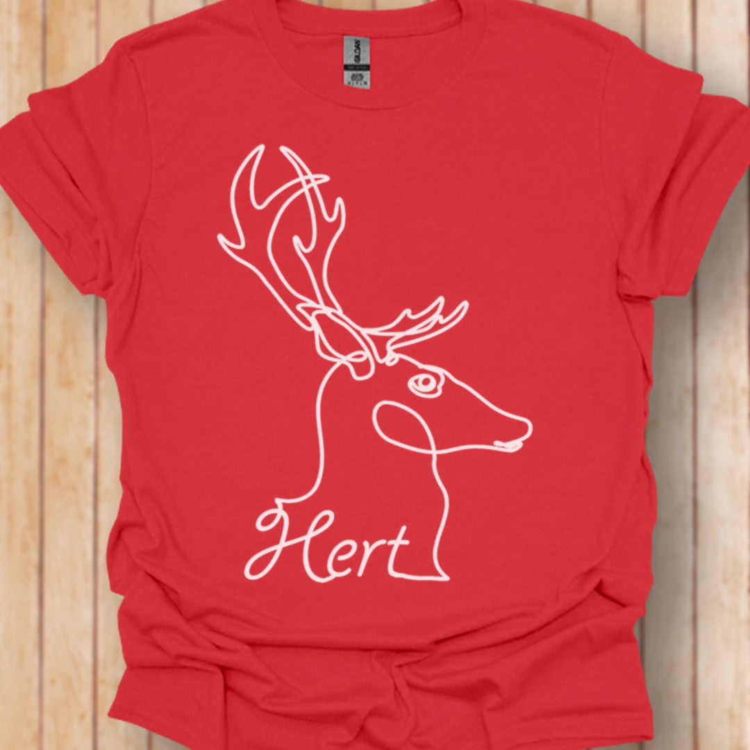 Cerf dessin au trait blanc T-shirt tendance 