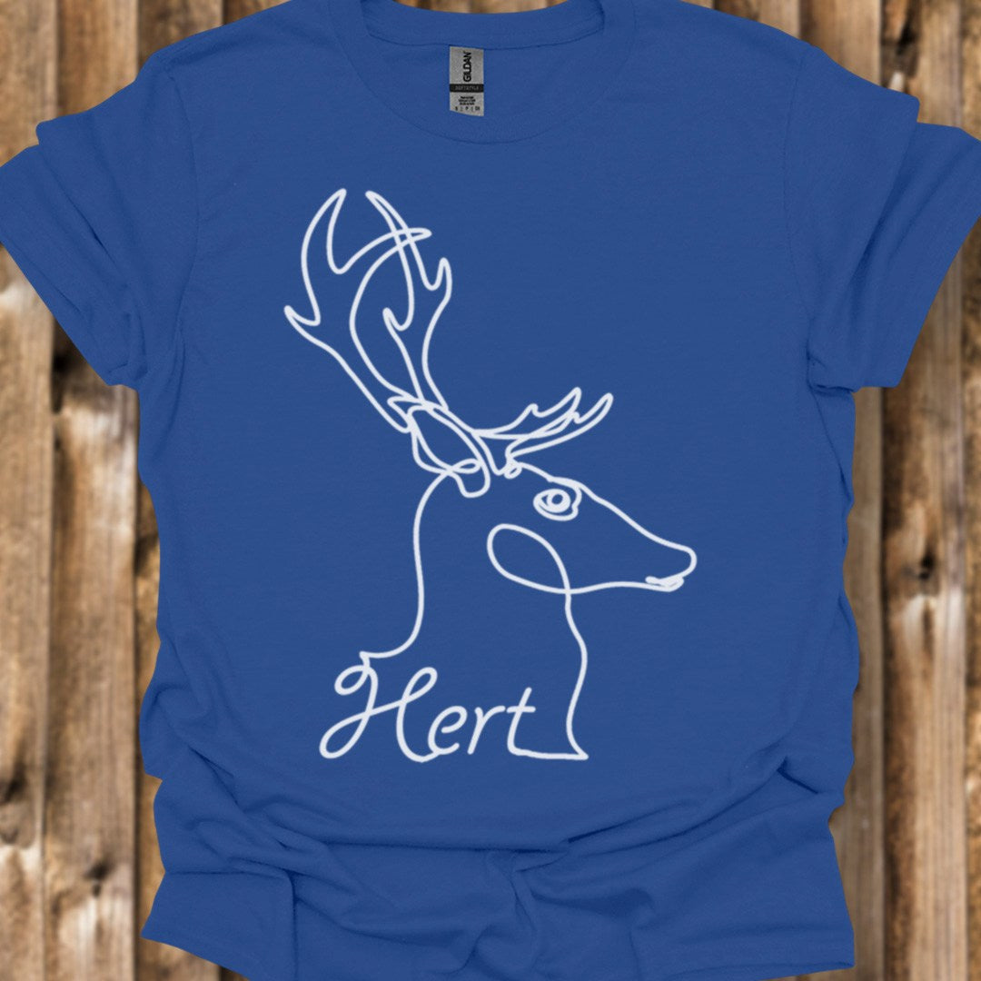 Cerf dessin au trait blanc T-shirt tendance 