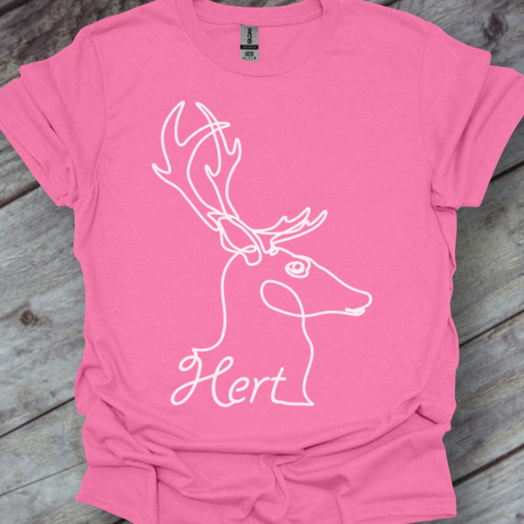 Cerf dessin au trait blanc T-shirt tendance 