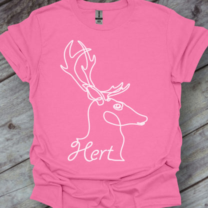Cerf dessin au trait blanc T-shirt tendance 
