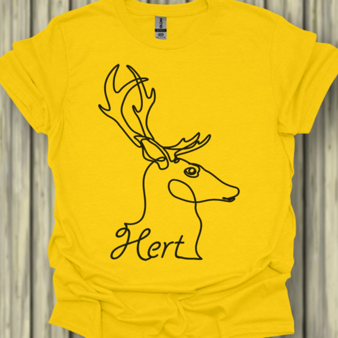 Cerf dessin au trait noir T-shirt tendance 
