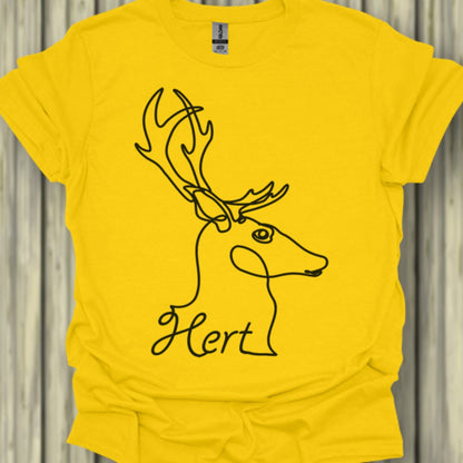 Cerf dessin au trait noir T-shirt tendance 