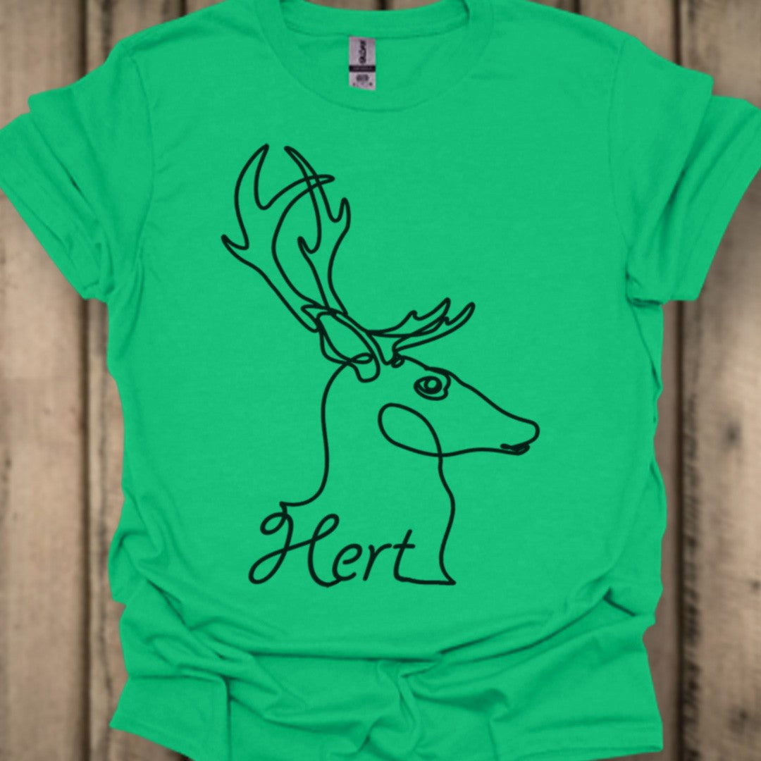Cerf dessin au trait noir T-shirt tendance 