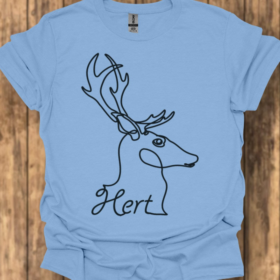 Cerf dessin au trait noir T-shirt tendance 
