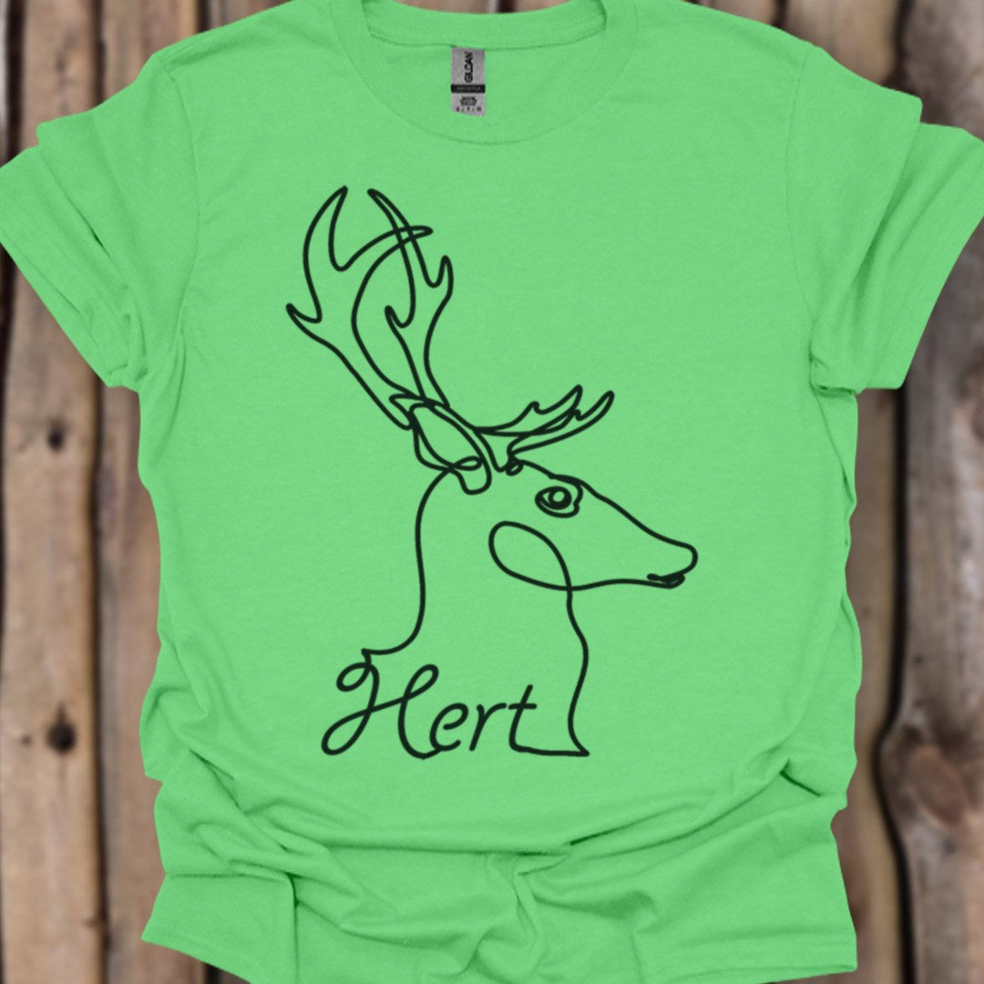 Cerf dessin au trait noir T-shirt tendance 
