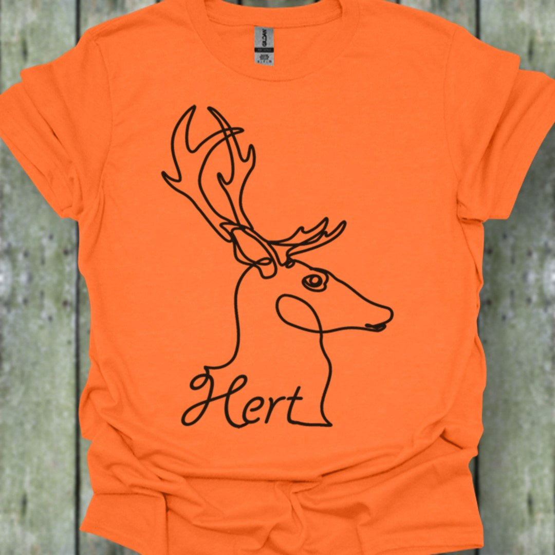 Cerf dessin au trait noir T-shirt tendance 
