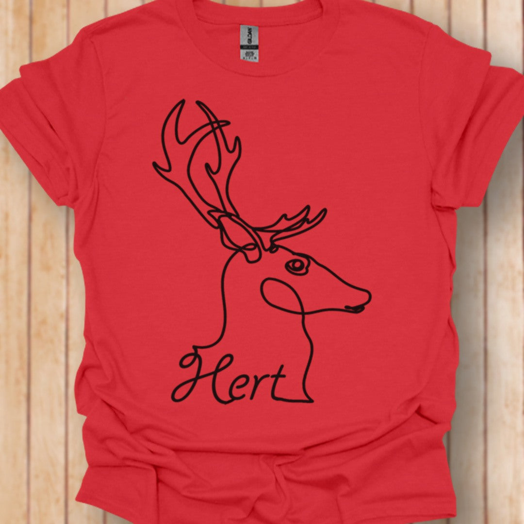 Cerf dessin au trait noir T-shirt tendance 