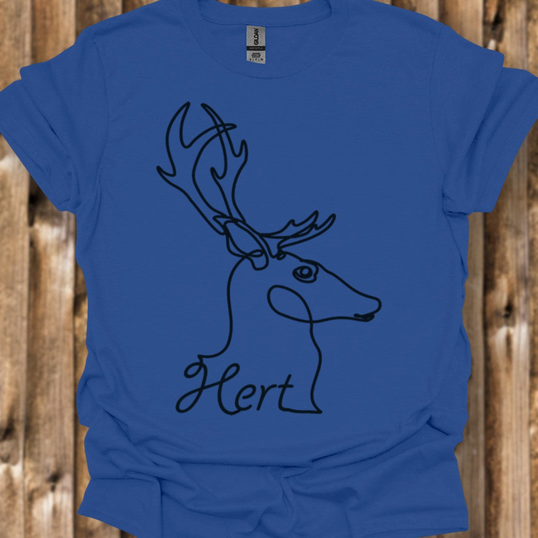 Cerf dessin au trait noir T-shirt tendance 
