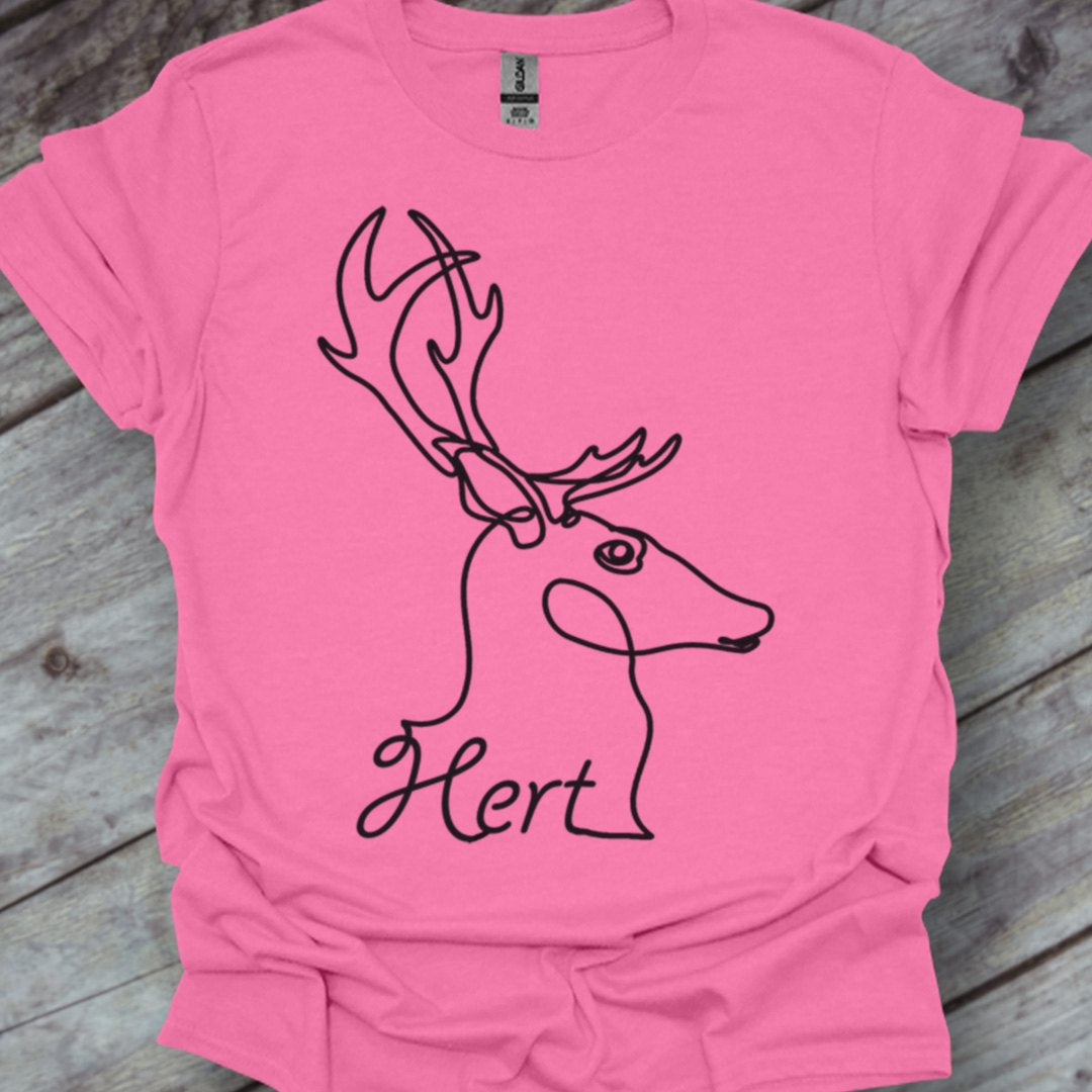 Cerf dessin au trait noir T-shirt tendance 
