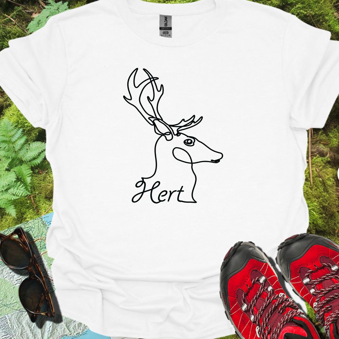 Hert lijntekening zwart tijdloos T-shirt