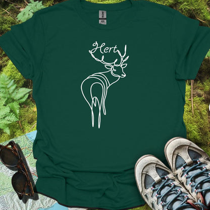 Cerf debout dessin au trait blanc T-shirt intemporel