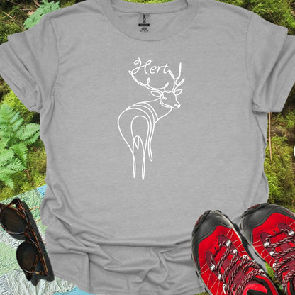 Cerf debout dessin au trait blanc T-shirt intemporel