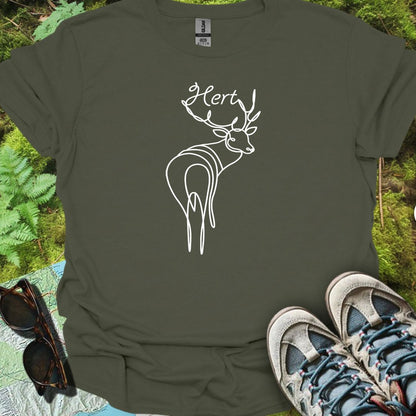 Cerf debout dessin au trait blanc T-shirt intemporel