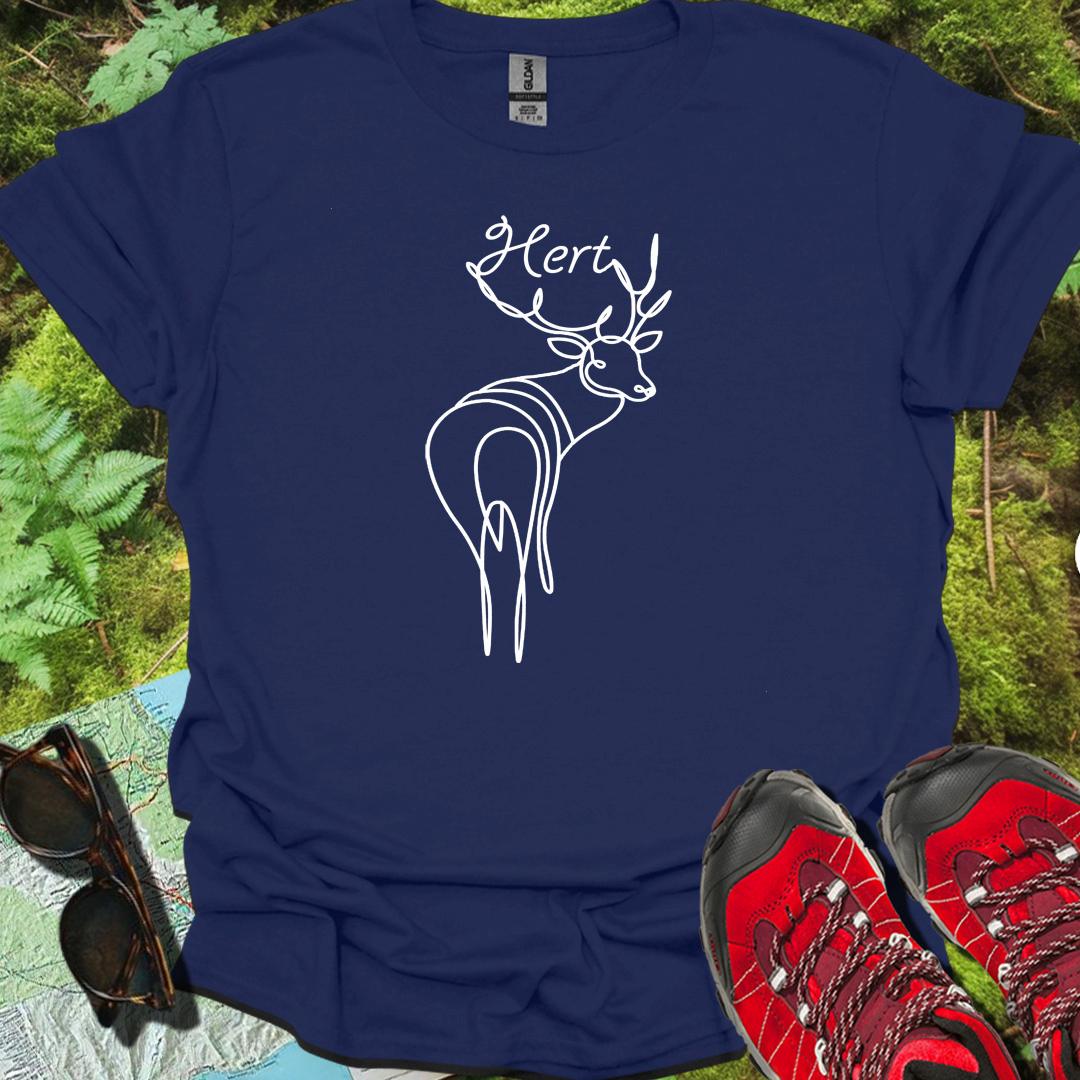 Cerf debout dessin au trait blanc T-shirt intemporel