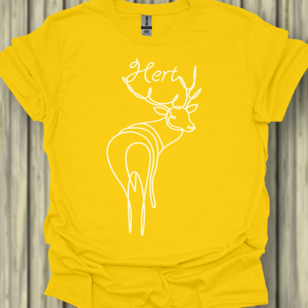 Cerf debout dessin au trait blanc T-shirt tendance