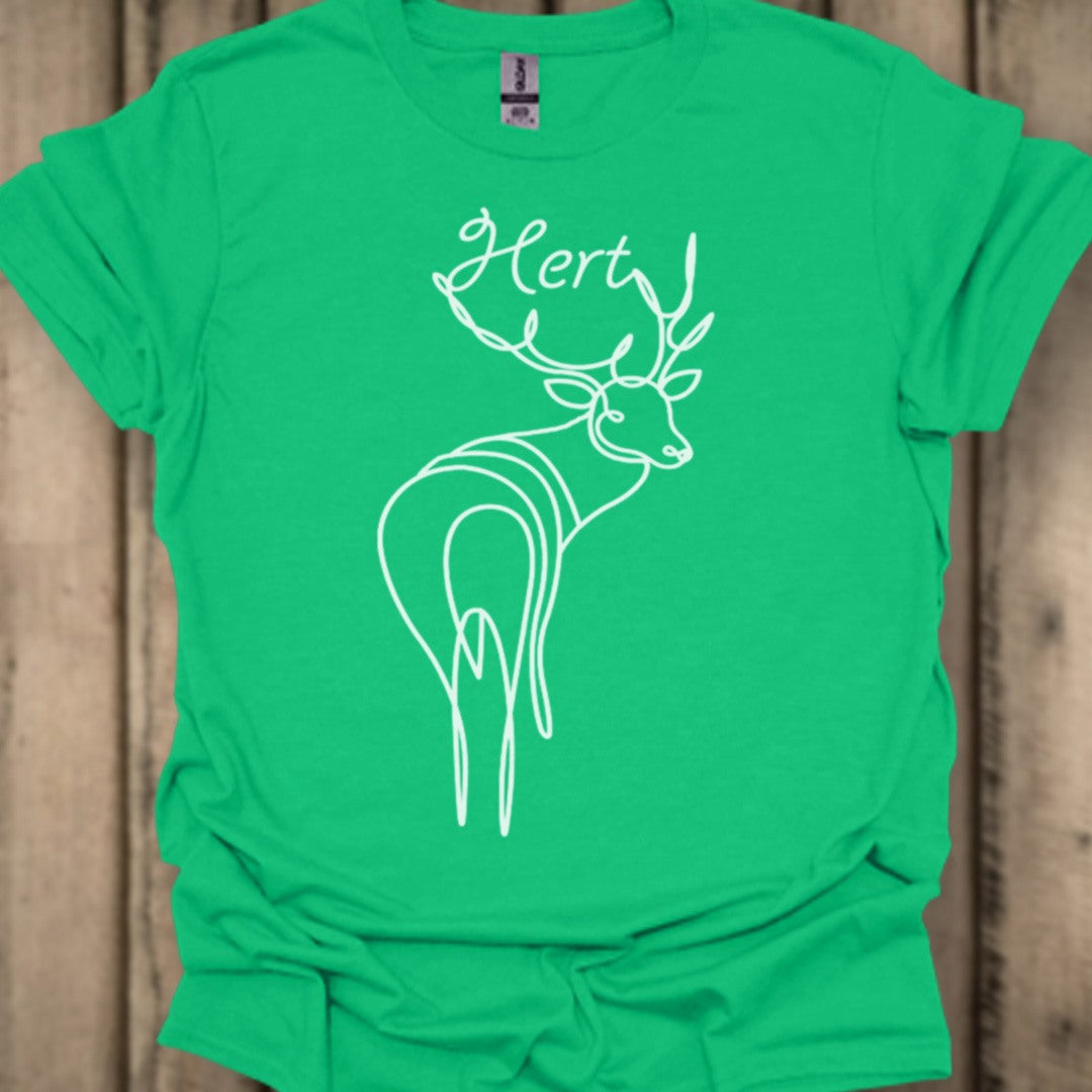 Cerf debout dessin au trait blanc T-shirt tendance