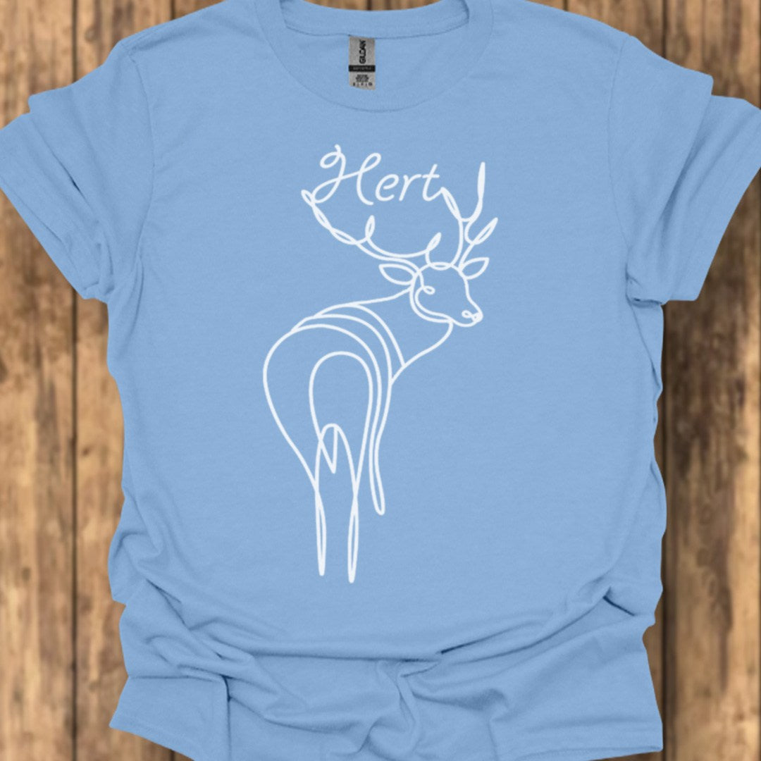 Cerf debout dessin au trait blanc T-shirt tendance