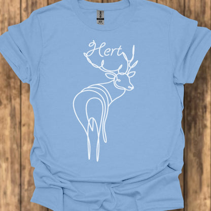 Cerf debout dessin au trait blanc T-shirt tendance