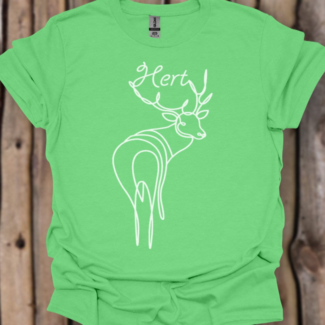 Cerf debout dessin au trait blanc T-shirt tendance