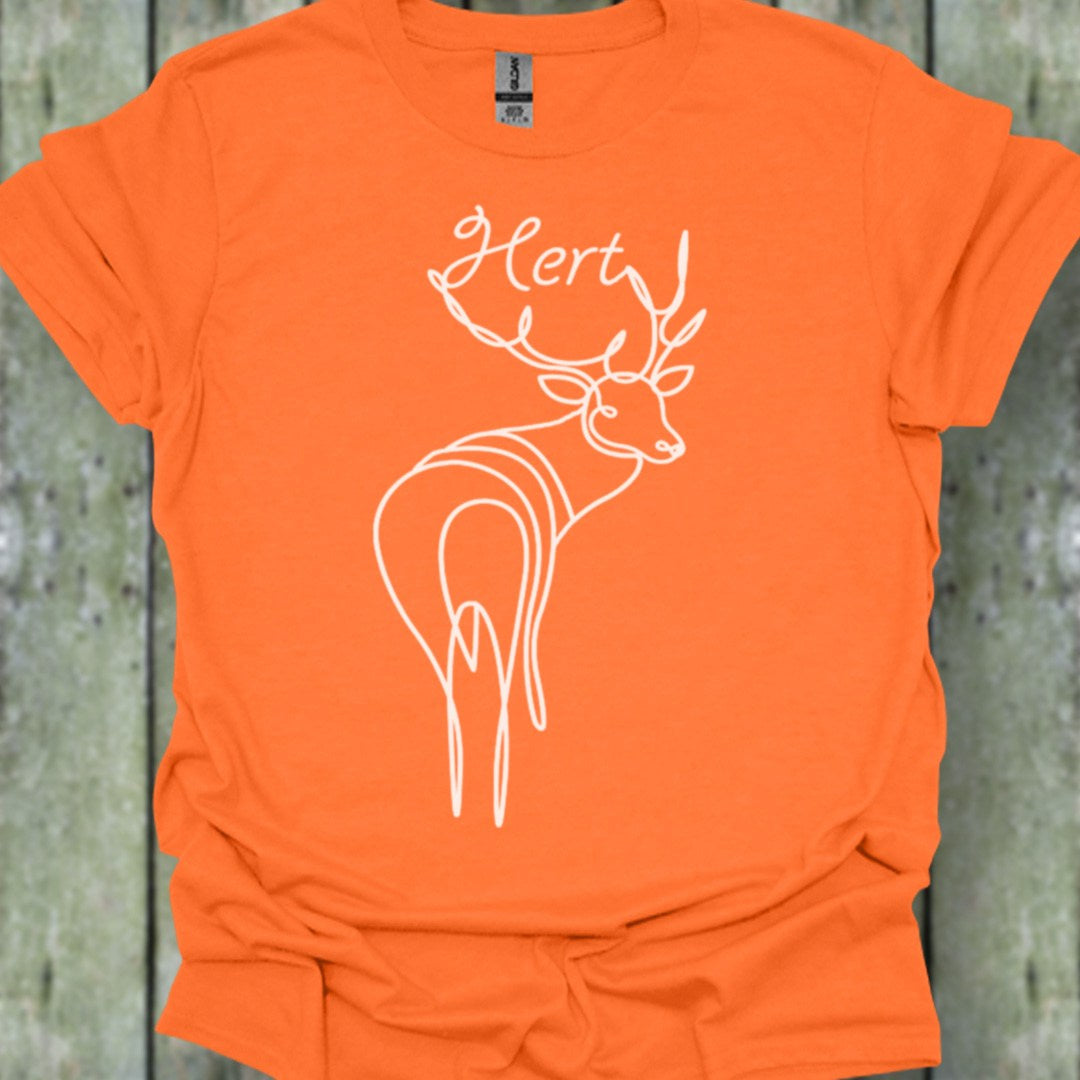 Cerf debout dessin au trait blanc T-shirt tendance