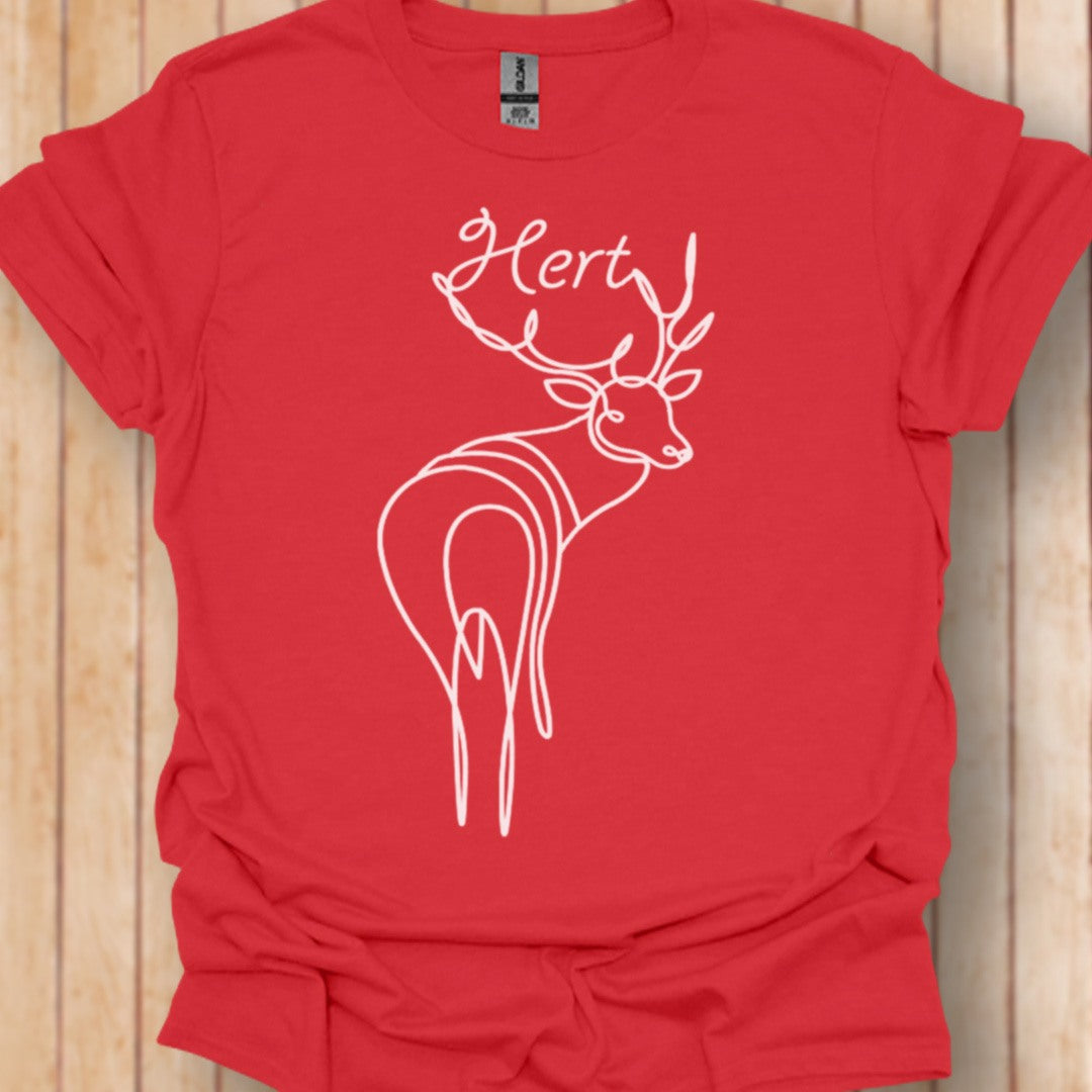 Cerf debout dessin au trait blanc T-shirt tendance