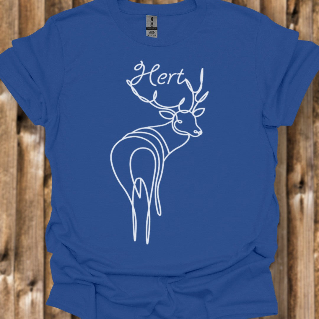 Cerf debout dessin au trait blanc T-shirt tendance