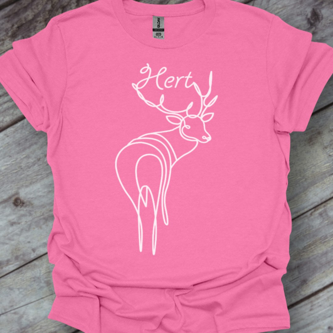Cerf debout dessin au trait blanc T-shirt tendance
