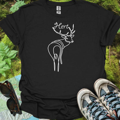 Cerf debout dessin au trait blanc T-shirt intemporel