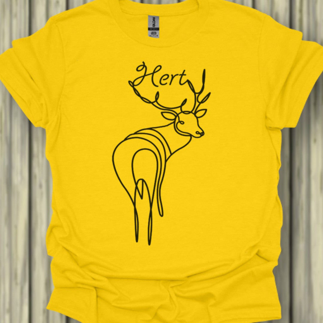 Cerf debout dessin au trait noir T-shirt tendance