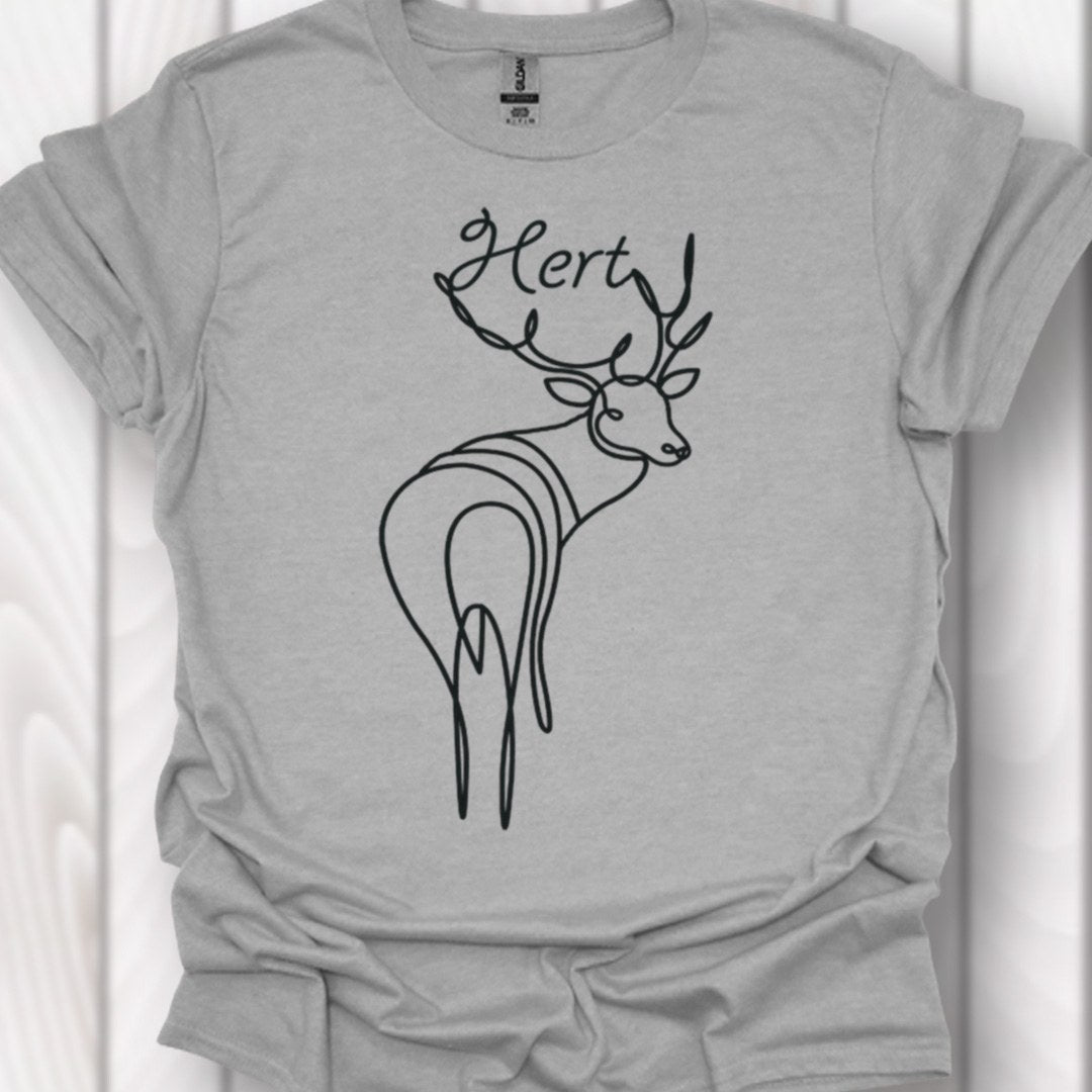 Cerf debout dessin au trait noir T-shirt intemporel 