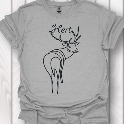 Cerf debout dessin au trait noir T-shirt intemporel 