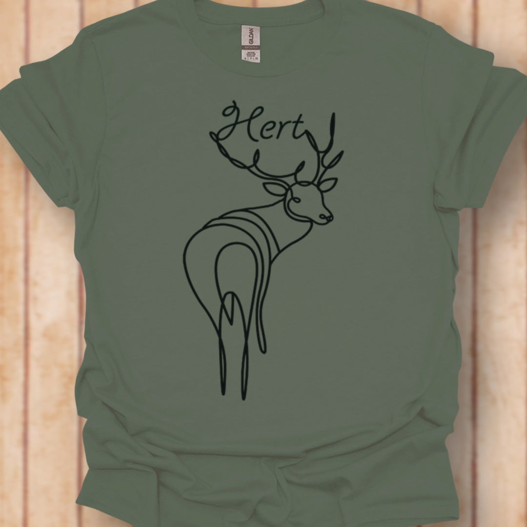 Cerf debout dessin au trait noir T-shirt intemporel 