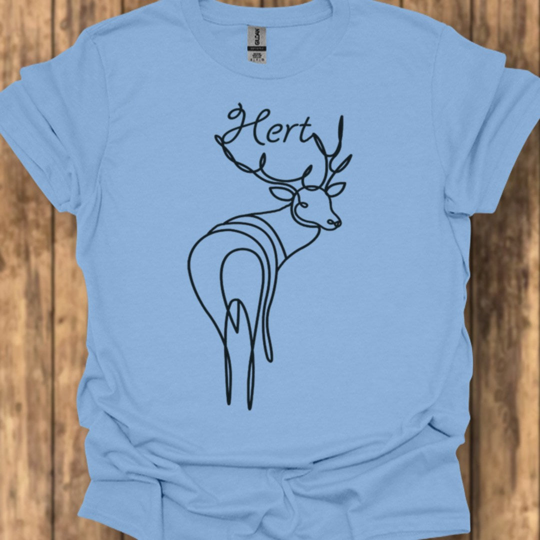 Cerf debout dessin au trait noir T-shirt tendance