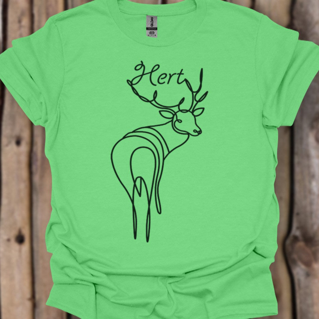 Cerf debout dessin au trait noir T-shirt tendance