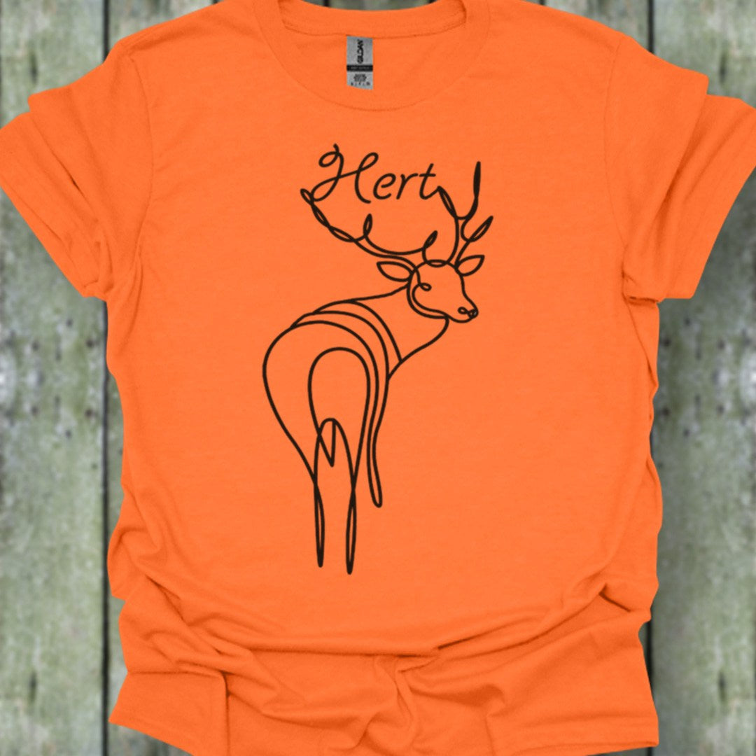 Cerf debout dessin au trait noir T-shirt tendance