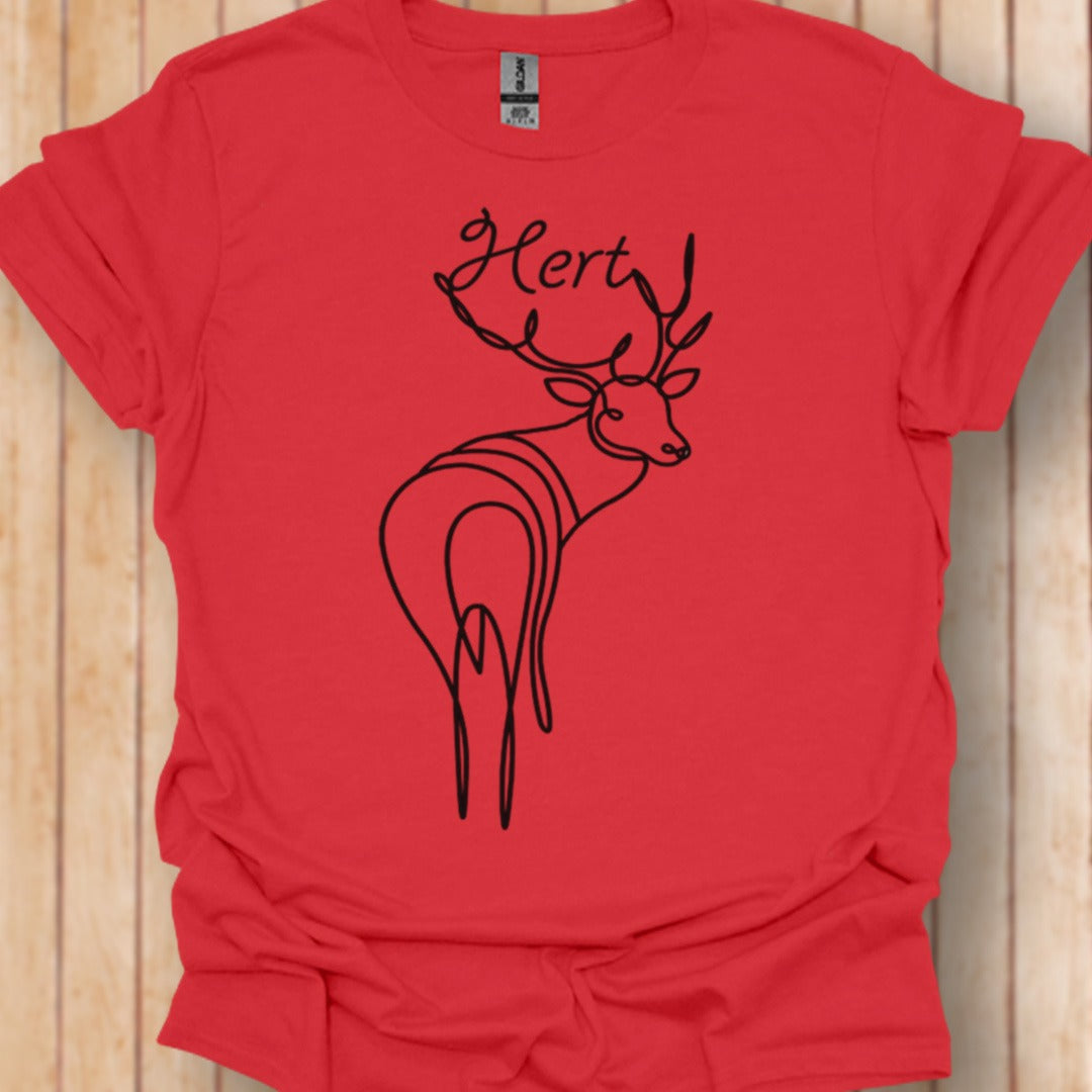 Cerf debout dessin au trait noir T-shirt tendance